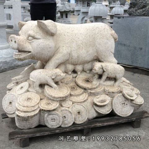小区大理石猪雕塑