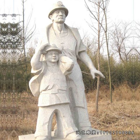 城市大理石消防人物雕塑