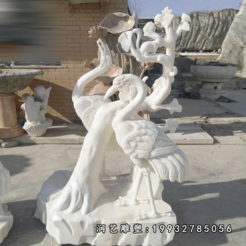 街道大理石仙鹤雕塑