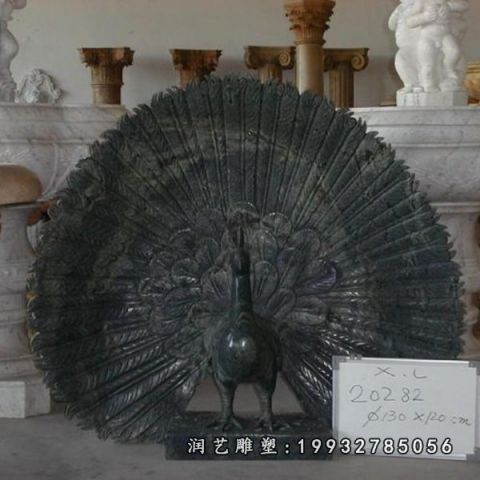 街道大理石孔雀雕塑