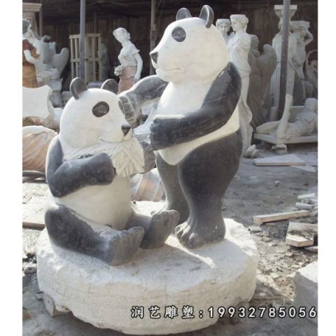 街道大理石熊猫雕塑