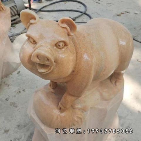 晚霞红猪动物雕塑