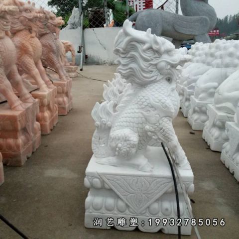 街道大理石麒麟雕塑