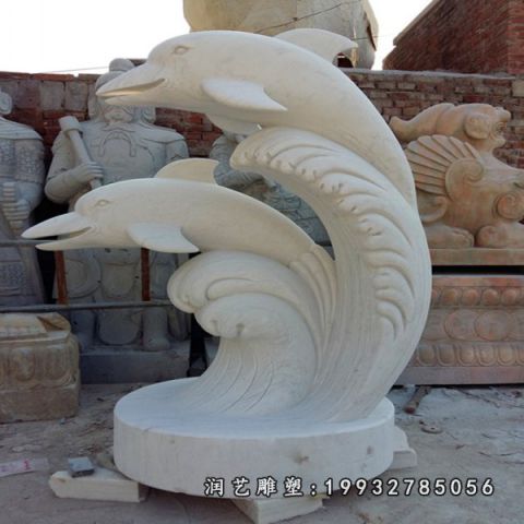 园林大理石海豚雕塑