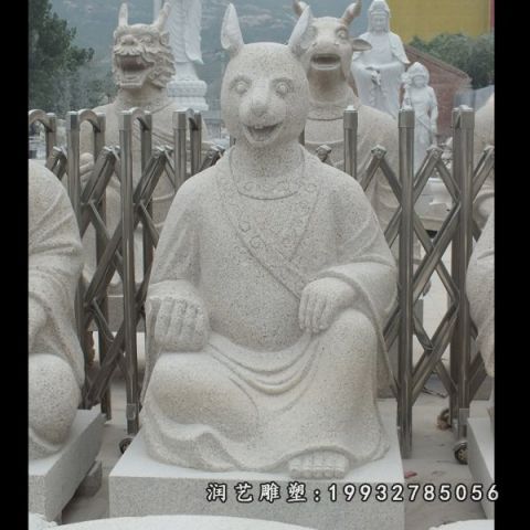 广场十二生肖动物石雕