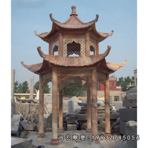 小区晚霞红凉亭景观雕塑