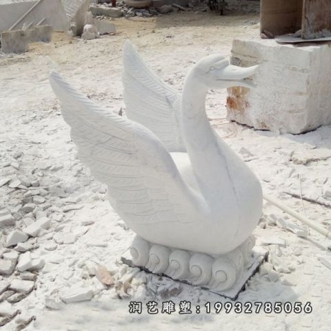 公园大理石天鹅雕塑