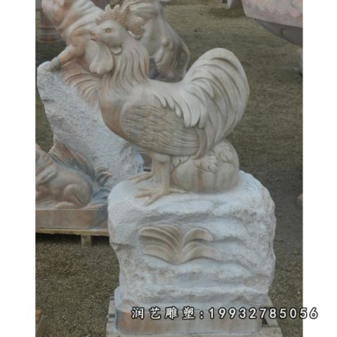 园林大理石鸡动物雕塑