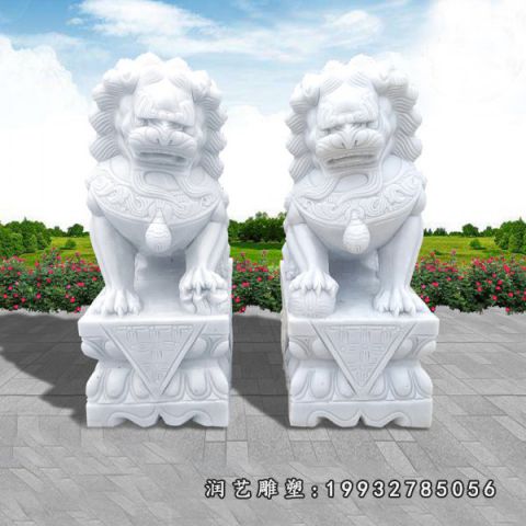 酒店汉白玉狮子雕塑