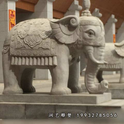 景区大理石大象雕塑