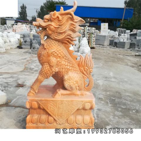 企业晚霞红麒麟雕塑