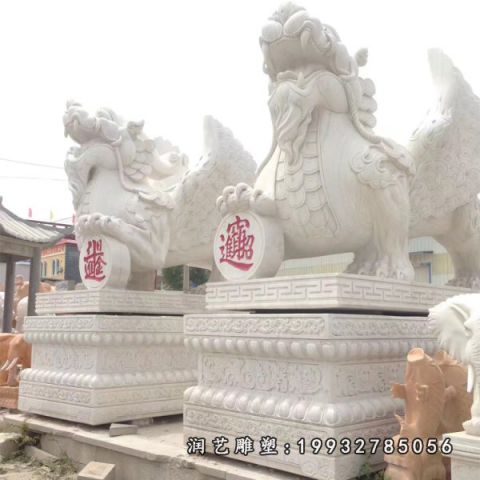 酒店大理石貔貅雕塑
