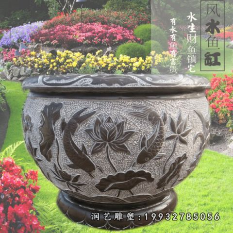 大理石企业鱼缸雕塑