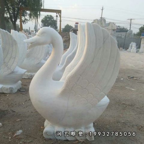 小区大理石天鹅动物雕塑