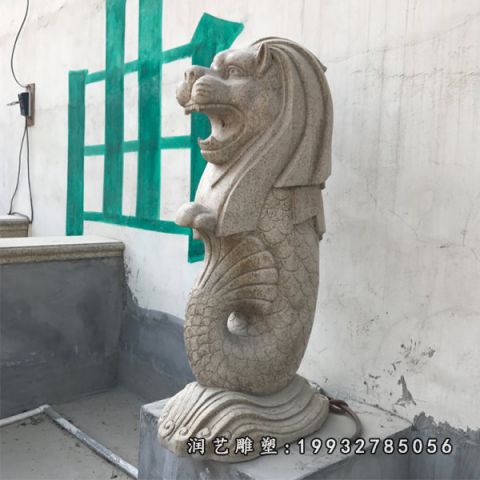 城市砂岩鱼尾狮动物雕塑