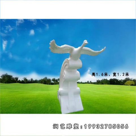 城市大理石仙鹤雕塑
