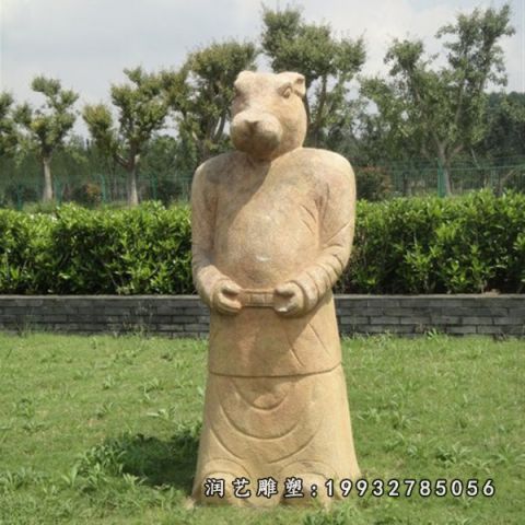 草坪十二生肖动物石雕
