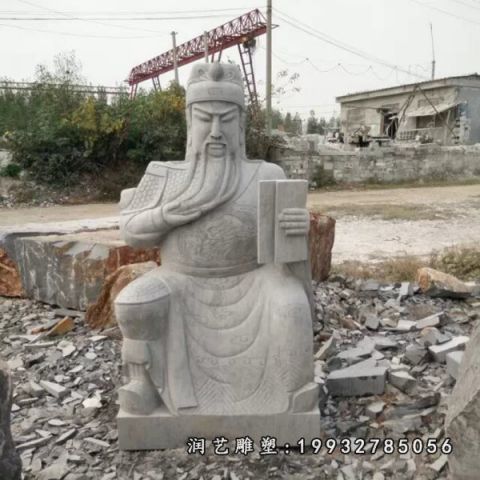 广场大理石关公雕塑