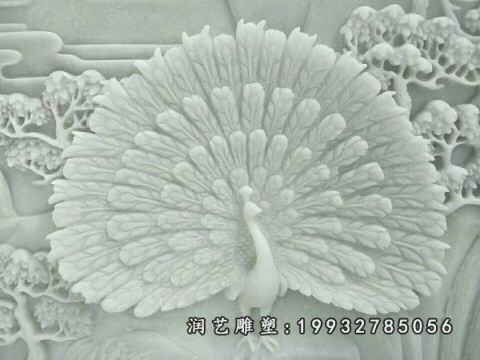 酒店大理石孔雀雕塑