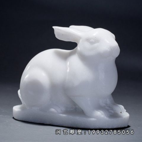 汉白玉兔子动物雕塑