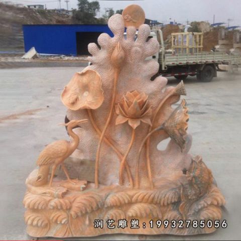企业晚霞红荷花雕塑