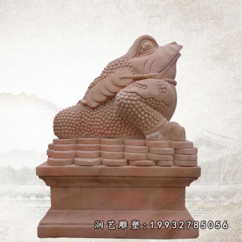 街道晚霞红金蟾雕塑