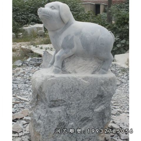 城市大理石猪动物雕塑