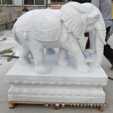小区大理石大象雕塑