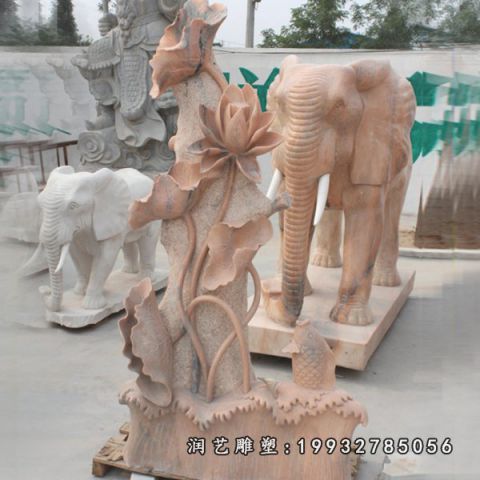 公园晚霞红流水盆雕塑