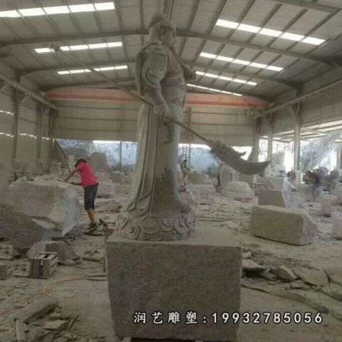 广场大理石关公人物雕塑