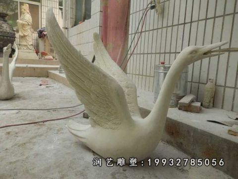 城市大理石天鹅雕塑