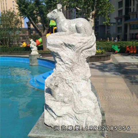 小区大理石狗雕塑
