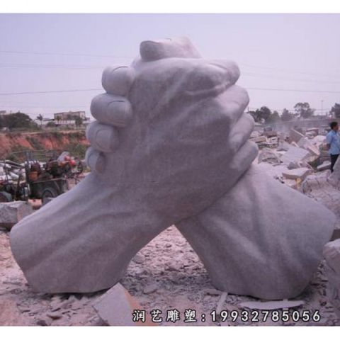 公园大理石握手景观雕塑