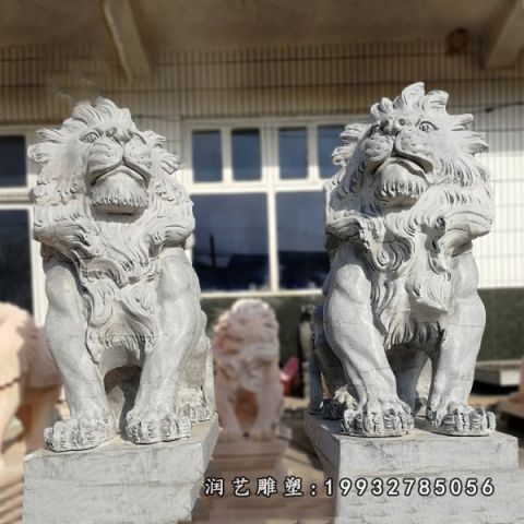 小区大理石狮子雕塑
