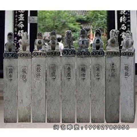 广场大理石拴马桩雕塑