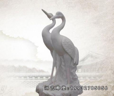公园大理石仙鹤动物雕塑