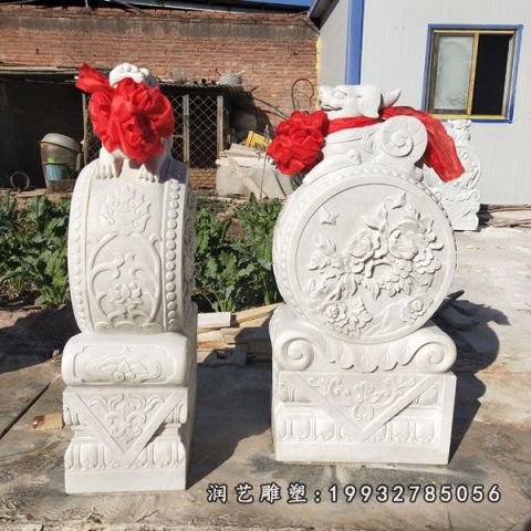酒店大理石门墩景观雕塑