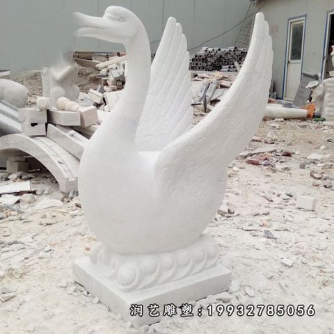 酒店大理石天鹅雕塑