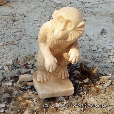 小区晚霞红猴子动物雕塑