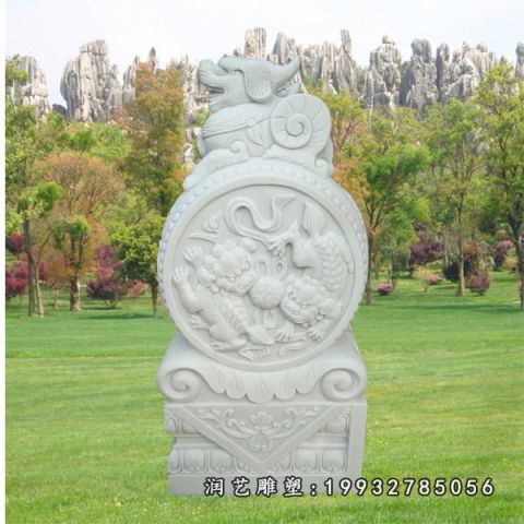企业大理石抱鼓石雕塑