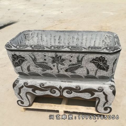 小区大理石鱼缸雕塑