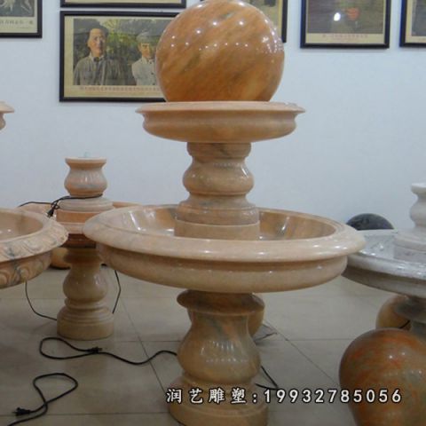 公园晚霞红风水球雕塑