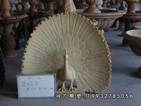 园林大理石孔雀雕塑
