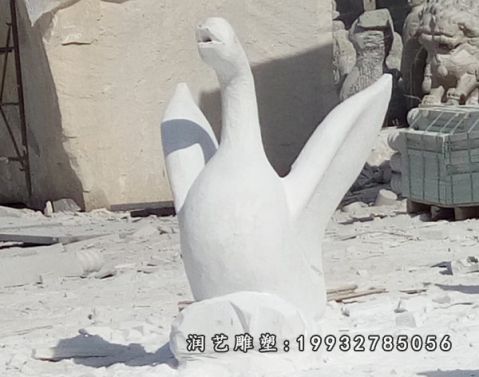 大理石天鹅动物雕塑