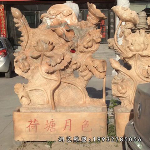晚霞红荷花景观雕塑