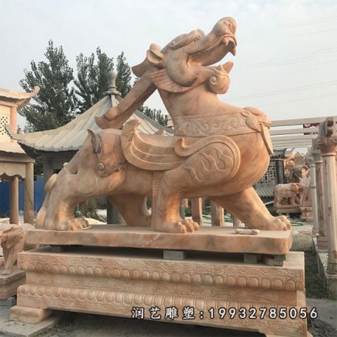 晚霞红貔貅雕塑