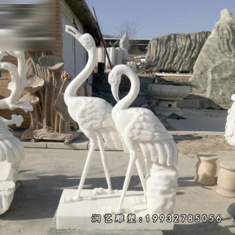 大理石仙鹤动物雕塑