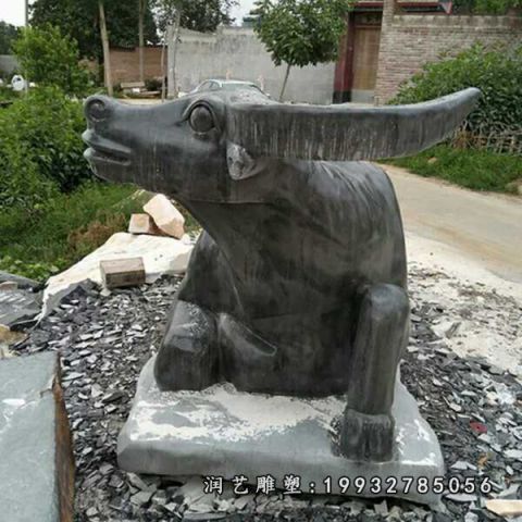 大理石牛动物雕塑