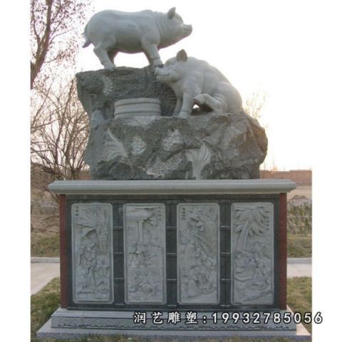 草坪大理石十二生肖雕塑