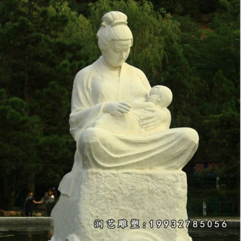 园林大理石母子人物雕塑